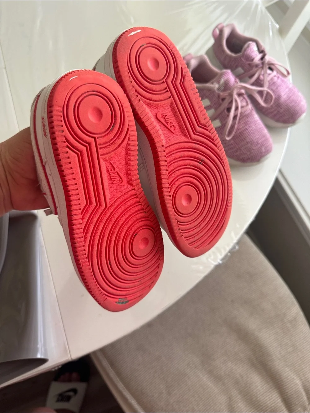 Bundle White and Pink Sneakers Nike and Adidas size 12 toddler girl